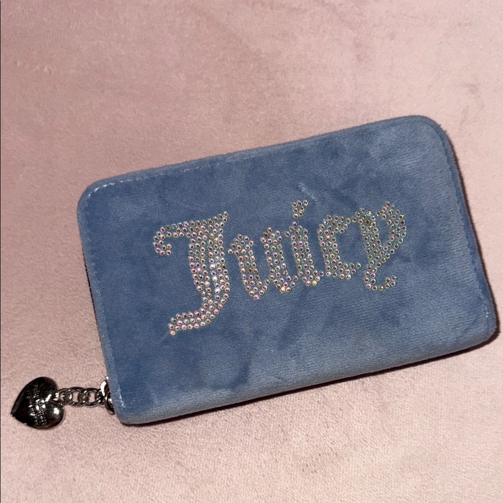 Juicy Couture Blue Velvet Wallet with Heart Charm